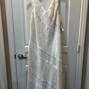 Linens and lace sheath dress